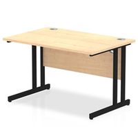 impulse 1200 x 800mm straight desk maple top black cantilever leg