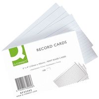 q-connect record card 152x102mm ruled feint white 100 pack kf35205