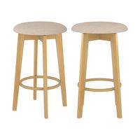 taburete de bar de tela beige y madera clara 66 cm set de 2