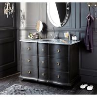 mueble de lavabo de mango negro y piedra