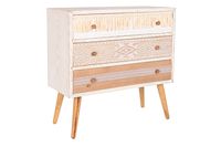 comoda de madera de abeto y algodon en blanco 80x35x80cm