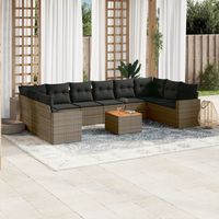 vidaxl set de sofas de jardin 11 pzas y cojines ratan sintetico gris