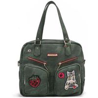 nicole lee bolso de mano bolso con cremallera y multiples parches verde para mujer