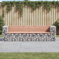 vidaxl banco jardin diseno gaviones madera abeto douglas 244x71x655cm