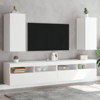 vidaxl muebles de tv de pared con luces led 2 uds blanco 305x35x70 cm