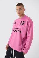 top oversize man de manga larga con estampado de futbol pink