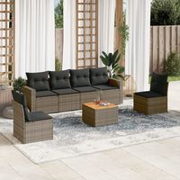 vidaxl set de sofas de jardin 7 piezas con cojines ratan pe gris