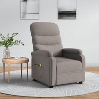 vidaxl sillon de masaje reclinable de tela gris taupe