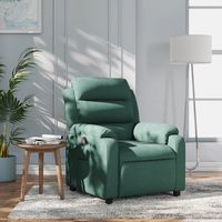 vidaxl sillon reclinable de tela verde oscuro