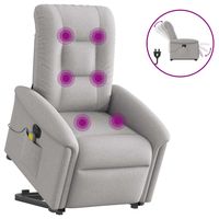 vidaxl sillon de masaje electrico reclinable elevable tela gris nube