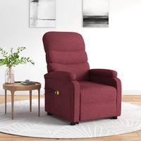 vidaxl sillon de masaje elevable tela rojo tinto