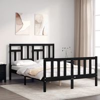 vidaxl estructura de cama con cabecero madera maciza negro 140x200 cm