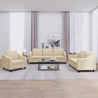 vidaxl juego de sofas con cojines 3 piezas tela crema