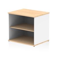 impulse 600mm deep desk high bookcase maple and white