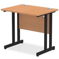 impulse 800 x 600mm straight desk oak top black cantilever leg