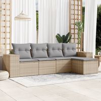 vidaxl juego de sofas jardin con cojines 5 pzas ratan sintetico beige