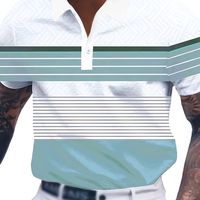 camisa de golf a rayas para hombres camisa casual de media cremallera con solapa de manga corta para exteriores