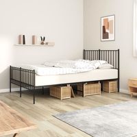 vidaxl estructura cama sin colchon con estribo metal negro 120x200 cm