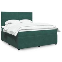 vidaxl cama box spring con colchon terciopelo verde oscuro 180x200 cm