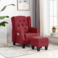 vidaxl sillon de masaje con reposapies tela rojo tinto