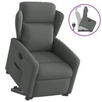 vidaxl sillon reclinable elevable de tela gris oscuro