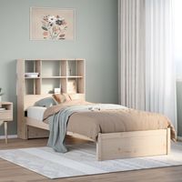 vidaxl cama con estanteria sin colchon madera maciza de pino 75x190 cm