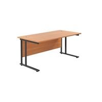 1600x800 twin upright rectangular desk beech-black