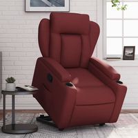 vidaxl sillon reclinable elevable cuero artificial rojo tinto