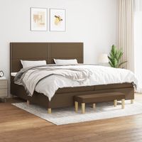 vidaxl cama box spring con colchon tela marron oscuro 200x200 cm