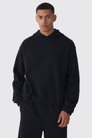 sudadera oversize recta gruesa con capucha negro