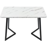 mesa de comedor con patas de metal con estampado de marmol 117x68cm