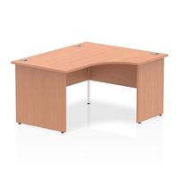 impulse 1400mm right crescent desk beech top panel end leg