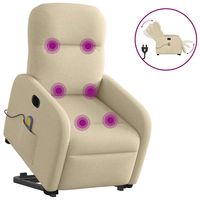 vidaxl sillon de masaje electrico reclinable elevable tela crema