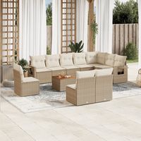 vidaxl set de sofas de jardin 11pzas con cojines ratan sintetico beige