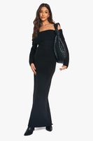 vestido jersey oversize premium de punto canale con escote bardot negro