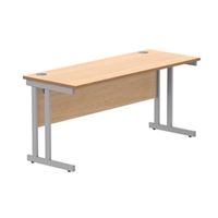 office rectangular desk steel double cantilever 1600x600 beechsilver