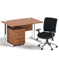 impulse 1200 desk walnutwhite cantilever 2 dr mobile ped black chair