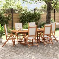 vidaxl sillas de jardin plegables 6 uds madera maciza acacia textileno