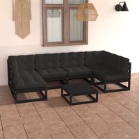 vidaxl juego de muebles de jardin 7 pzas y cojines madera maciza pino