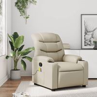 vidaxl sillon reclinable de masaje cuero sintetico crema