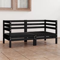 vidaxl sofa de jardin 2 plazas madera maciza de pino negro