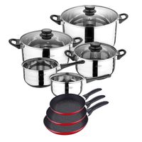 san ignacio redmarble bateria de cocina 8 piezas  set 3 sartenes rojas