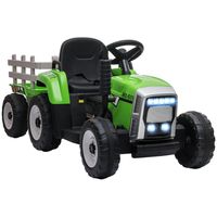 homcom tractor electrico con remolque para ninos 3-6 anos 1365x50x525 cm verde