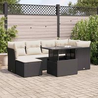 vidaxl set de sofas de jardin 7 pzas con cojines ratan sintetico negro