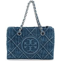 tory burch bolso de mano bolsa mini fleming soft chain tote en denim azul para mujer