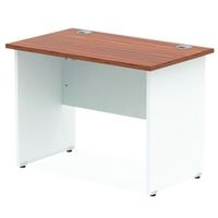 impulse panel end 1000600 rectangle desk walnut top white - tt000079