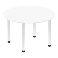 impulse 1200mm round table white top chrome post leg