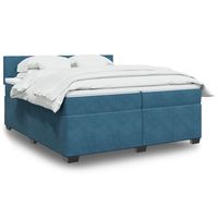 vidaxl cama box spring con colchon terciopelo azul oscuro 200x200 cm