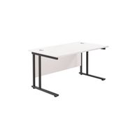 1400x800 twin upright rectangular desk white-black