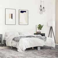 vidaxl estructura cama madera ingenieria metal gris sonoma 150x200 cm